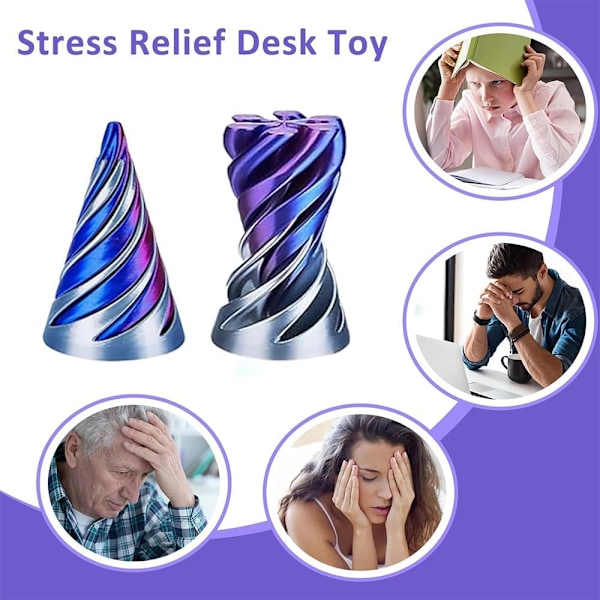 Impossible Cone - 3D Spiraali Fidget Lelu - Stressinlievitystä Kaikenikäisille (Värikäs-Sininen) 3kpl