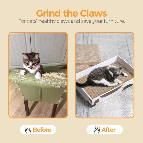 Kattklösare kartong, 3 lager design kattunge katt klösbräda återvinning korrugerad klösbräda katt klös säng långvarig vändbar
