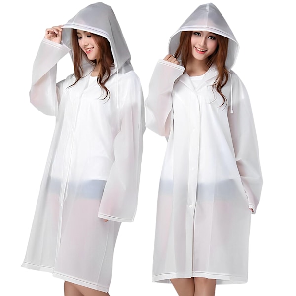 2 Stycken Nödregnrockar för Män och Kvinnor, Återanvändbara Regnponchos för Vuxna med Huva och Dragsko