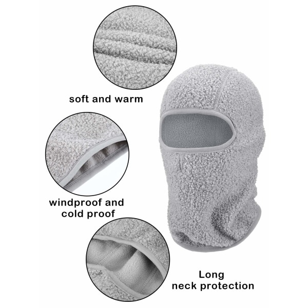 1 stk sett med vinter ski balaclava snø vindtett kaldt vær balaclava for menn og kvinner (grå)