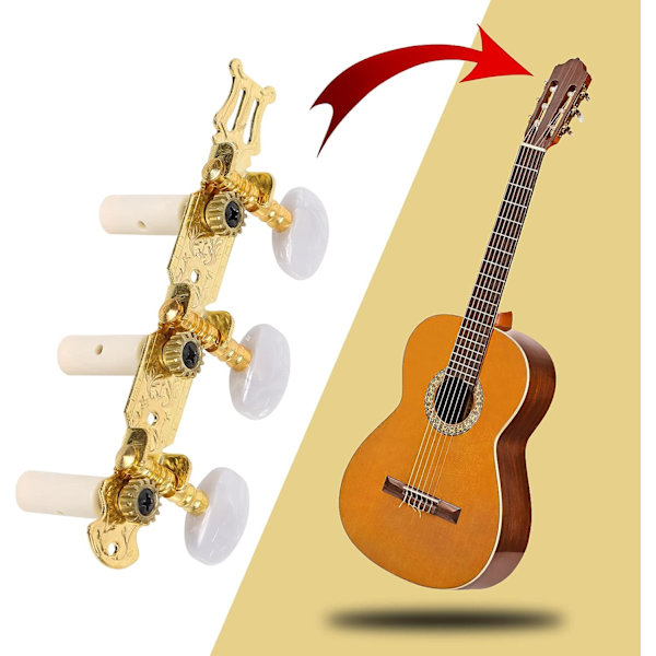 2 (1 vänster och 1 höger) mekaniska delar för klassiska gitarrer, stämskruvar för klassiska eller akustiska gitarrer