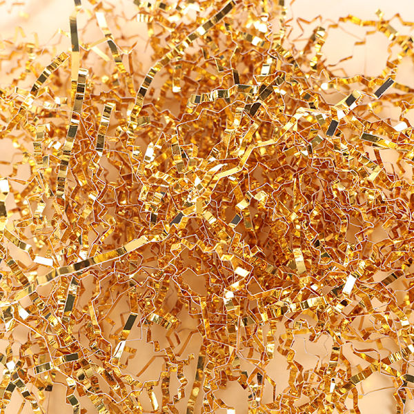 20g gyllent krøllet papir silke raffia gaveeske fyllstoff Nyttårsgave dekorasjon gaveeske strimlet papir silkepapir (5 stk)
