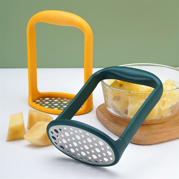 Potatismosare med handtag Tryck Mud Maskin Fruktverktyg Flerfunktionell Matpress Kross Köksredskap (Färg: Grön) potatismosare