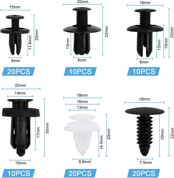 100 stk. Karosseriklips, Plastiknitter Fasteners GM Sorte Nylonklips Bumperklips Bil, Panelklips Dør Trim Fixer