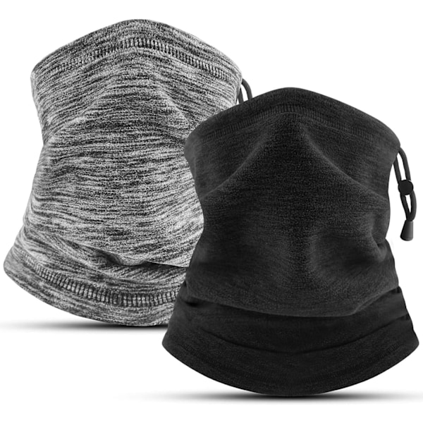 2-pack halsvärmare, fleece vindtät halsduk för män och kvinnor, justerbar ansiktsmask för skidåkning, löpning och cykling