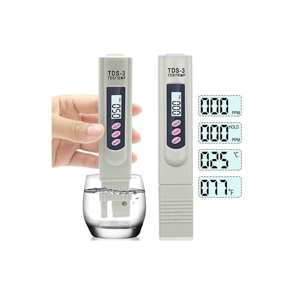 TDS-3 juomaveden mittari LCD digitaalinen kannettava vedenlaadun lämpötilatesteri ja ppm veden puhtaus testeri 0-9990 ppm juomaveden hydr
