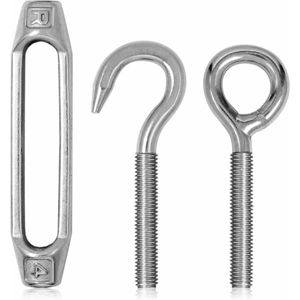 Set med 6 rostfria krokar  Ögla Repspännare Spännare