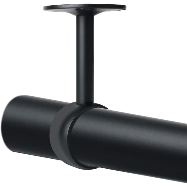 Gardinstangbrakett Klesskapstangbrakett med skruer Takbrakett for gardin og garderobe, Matt sort rustfritt stål, Diameter 32 mm, 2 stk