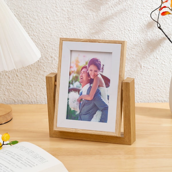 Double Photo Frame Light Brown 17x121 CM Double Multiple Folding 2 Photos Modern Wall or Table Family Child Wedding Gift, Home Decoration and Gift W