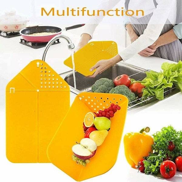 Vikbara skärbrädor, plastskärbräda med dräneringsfunktion, multifunktionell vikbar skärbräda för kök och picknick