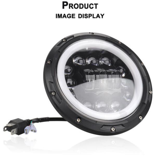 Moottoripyörän auton ajovalo 12V/24V 7 tuuman pyöreä LED-ajovalo, sopii 7 tuuman Jeep Wranglerille, retrosuuntavilkku, malli: Musta 22 - malli: Musta
