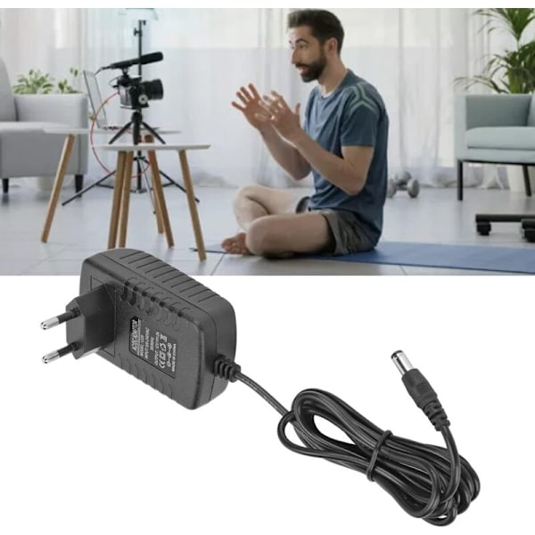 Lader, 12V 2A ekstern strømforsyningsadapter AC lastbeskyttelse med DC for trådløs ruter (EU-kontakt)