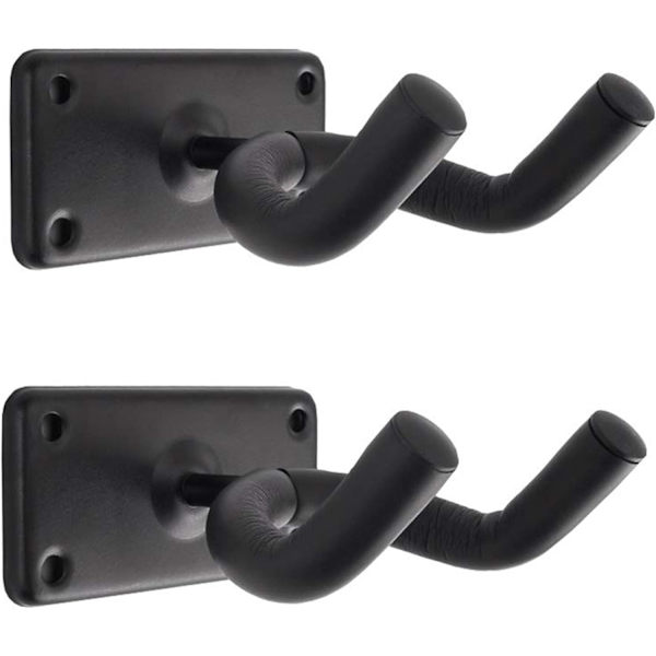 Set med 2 gitarrväggkrokar, svart gitarrväggkrok metallfäste för gitarr banjo ukulele