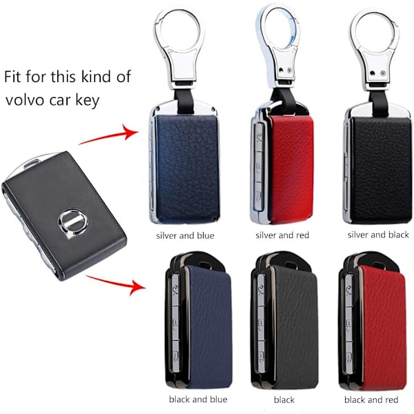 1 stk. lædernøgleholder i zinklegering til Volvo xc60 xc90 s90 v90 Smart Car Key Fob fjernbetjening nøgleholder beskyttelsesetui med nøglering nøgle C