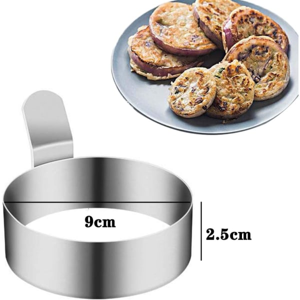 Æggebakkeringe, 4 rustfrie stål omeletforme, bageforme til æg / pandekager / omeletter osv., non-stick belægning, fødevaregodkendt rustfrit stål