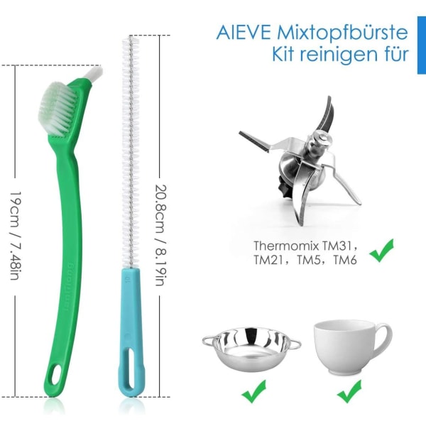 Farvekomplet sæt vaskeværktøj til knive, bladrenser, skål, gryde, vaskeværktøj, rengøringsbørste, ideel til Thermomix TM5 TM6 TM31 madblender moneur Cuisine