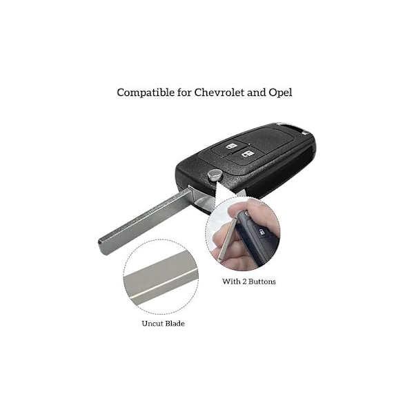 2-knaps nøgleskal kompatibel med Opel Astra Insignia Meriva Mokka Zafira Adam og Chevrolet Cruze Aveo Matiz Captiva Spark Trax Orlando Remote con