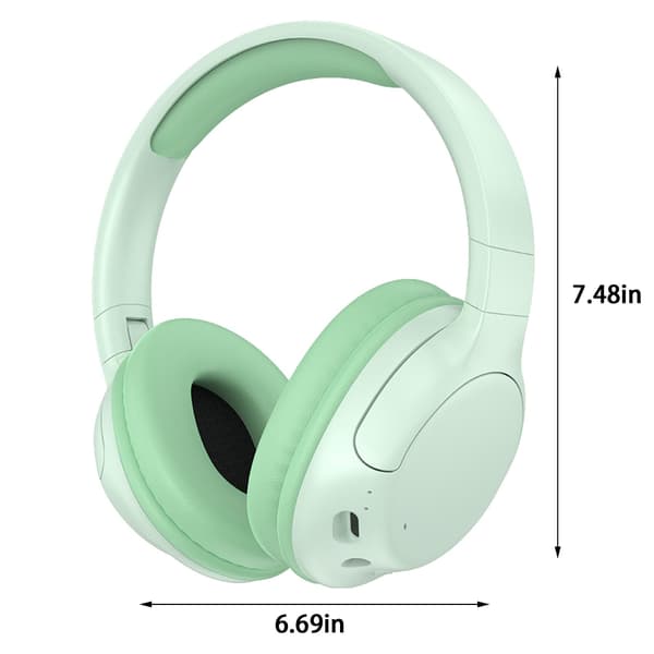 Trådlöst Bluetooth-spelheadset med mikrofon, aktiv brusreducering, all-inclusive öronmuffar och lång batteritid (Mintgrön)