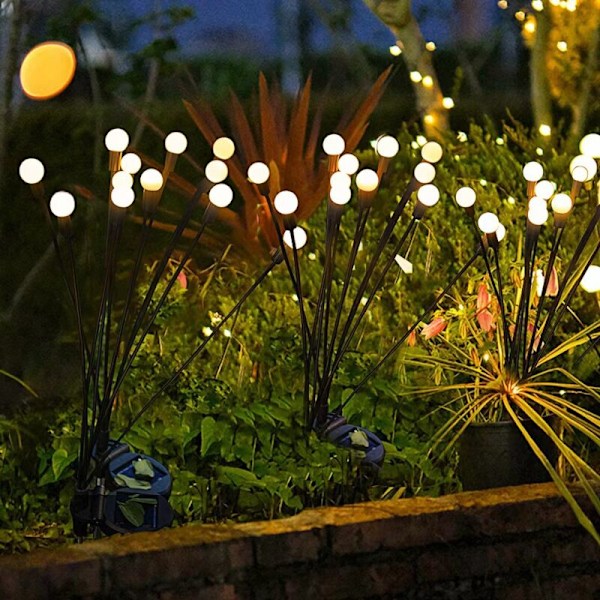 (Lämmin valkoinen) Ulkokäyttöön tarkoitettu aurinkovalo, 1 huone 10 LED Lucioles -valoa puutarhaan, parvekkeelle, aurinkolamppu ulkopuutarhan koristeluun, vedenpitävä IP65