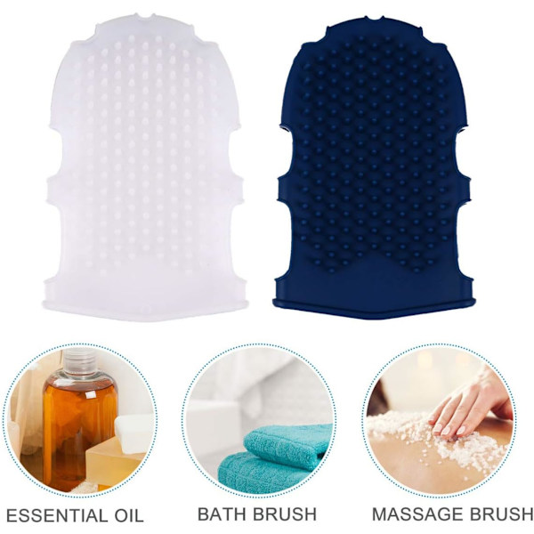 2 st silikonmassageborstar badhandskar duschborstar kroppsskrubb exfoliator för spa-dusch (slumpmässig färg)