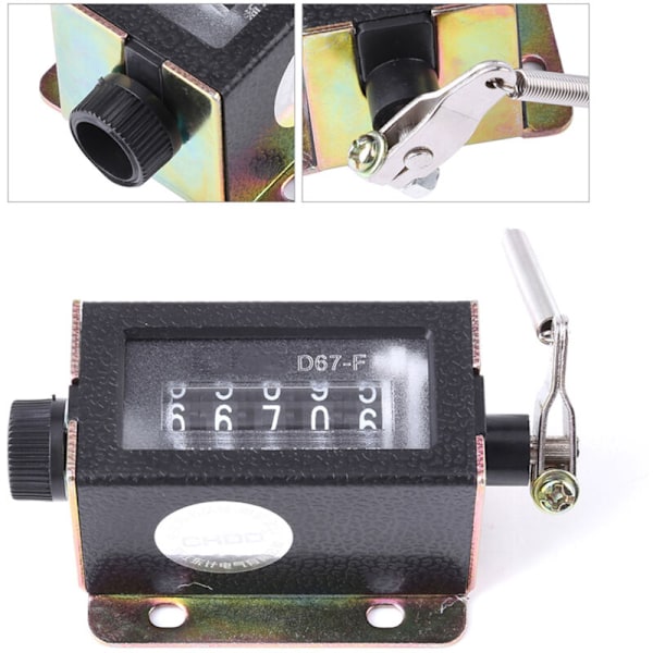 D67-F Mini Mekanisk Räknare Manuell 5-siffrig Räknare Dragstång Typ Fjäder Aritmometer