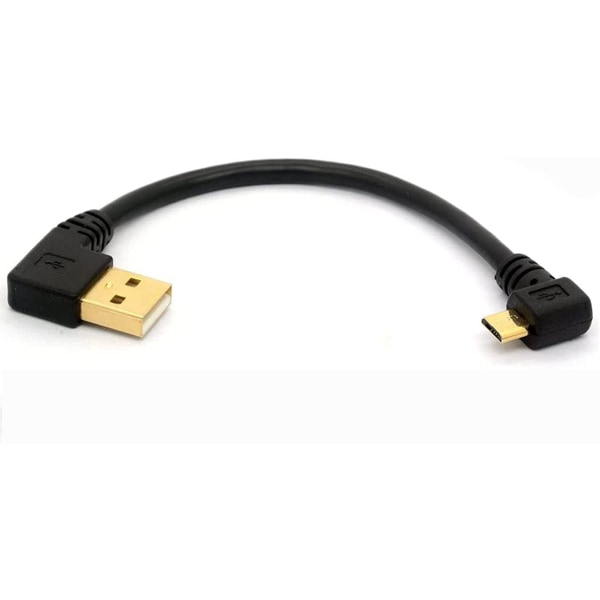 90 graders USB 2.0 til Micro USB B hankabel 15 cm venstre vinkel opladning