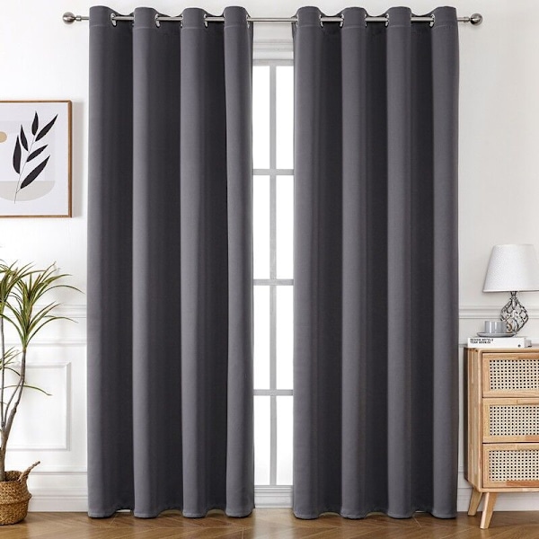1 stk. mørklægningsgardin termisk anti-kulde, 150x200 cm Moderne design med øjer, mørkegrå