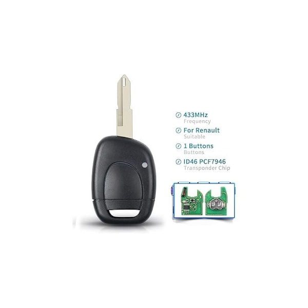 433MHz Auton Avain ROOT TROTE 1 BUTTLE AVAINKOKOELMA Kaukosäädin Clio 2:lle Kaukosäätimen Avainkotelo Yhteensopiva Re Nault Clio 2 KANGO1 Twingo Ma:n kanssa