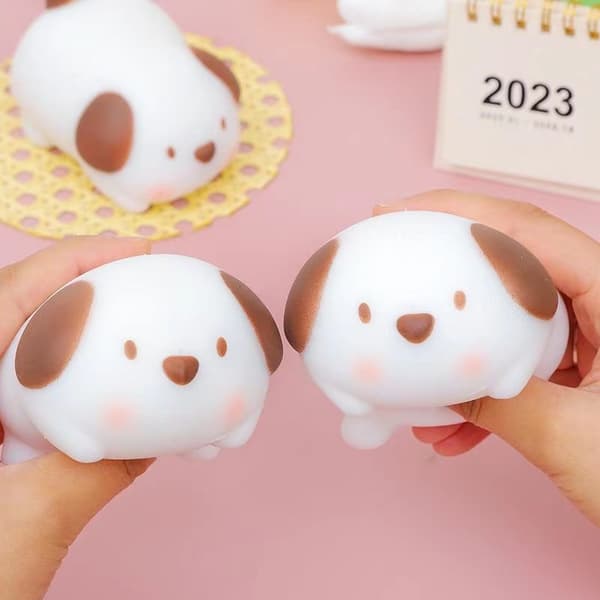 2-pack mjuka leksaker för hund och gris 3D Squishy leksaker Stressavlastning Squeeze leksaker Fidget leksaker för barn och vuxna