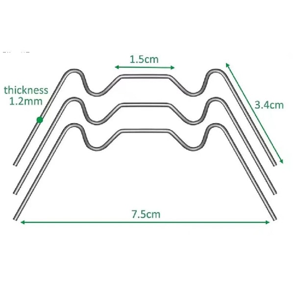 50x glasclips til drivhus i rustfrit stål 1,2 mm tykkelse type W
