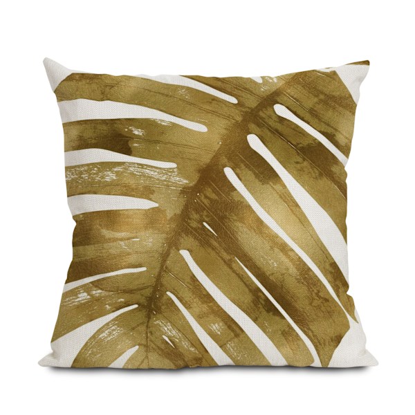 Kuddfodral Retro Nostalgisk Guld Blad Kudde Kudde Soffa Kudde Bil Ryggstöd Linne Örngott (Kuddkärna Ingår Ej), 4-Delars Set, 45 * 45cm