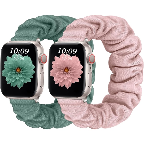 Pink/grøn - 2 pakke urremme til Apple Watch bånd 38mm 40mm 41mm Justerbar fjederclips til iWatch Band Series 8 7 6 5 4 3 2 1 SE Ultra,