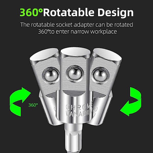 7-delt Sokkeladaptersett for Elektrisk Drill Universal 3 Hex Skaft Sokkeladapter, 3-delt Sokkeladapter for