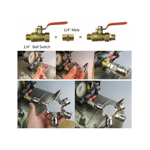 Trykkluftfordeler i Y - Hurtigkobling - 3-veis - Pneumatisk kobling - Hurtigkobling - 1/4 F -NPT