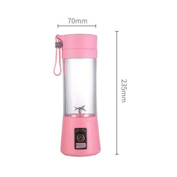 Tracheal mixer, elektrisk frukt Smoothie Maker mixer USB JUICE BLANDER Uppladdningsbar 400ml rosa.