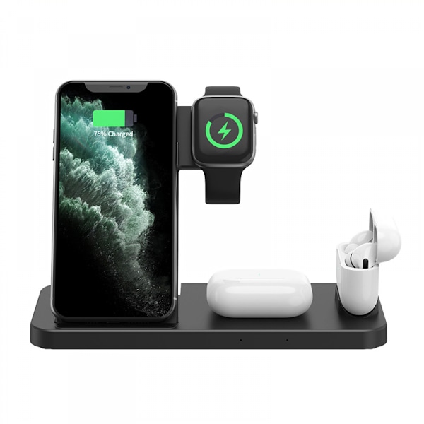 Fire-i-en trådløs oplader egnet til Apple mobiltelefon ur øretelefon opladning multifunktionel foldbar beslag