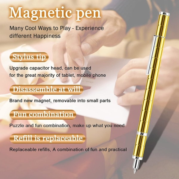 Magic Pen Magnetic Pen, (Guld) Magnetic Magnet Pen, Ementer Anti S