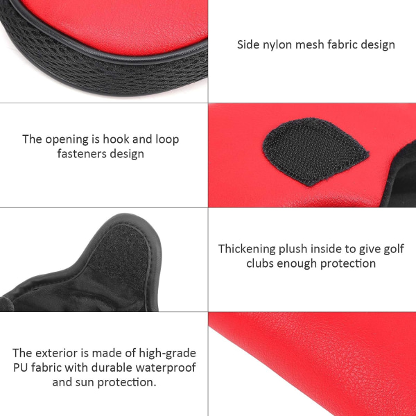 Röd - Golf Putter Huvudskydd Vattentät PU Läder Golf Putter Huvudskydd med Nylon Mesh Halvrund Golf Putter Huvudskydd
