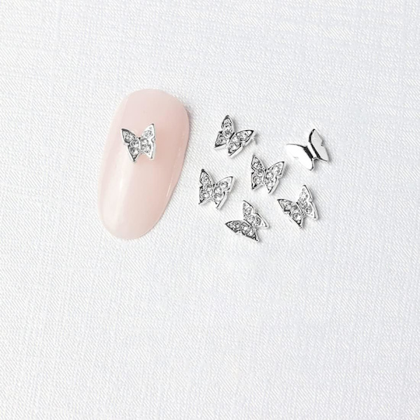 30 stk. sommerfugleformede neglepynt i legering, rhinsten-sløjfeformet neglepynt, til manicure, neglekunst, gør-det-selv-tilbehør, dekoration, manicure, neglepynt, tre stilarter