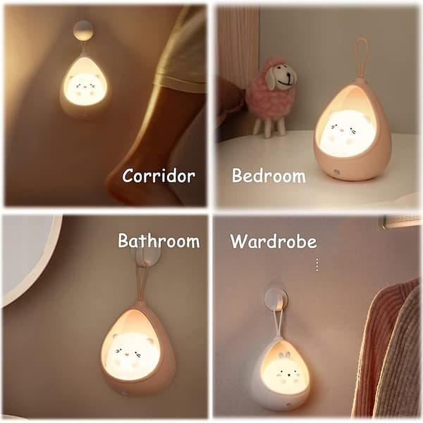 Human Body Induction Night Light, Bedroom Wardrobe Bedside Silicone Night Light(Cat - White)