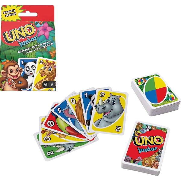 Juniorbrädspel och 56 kort med djurteckningar, för barn