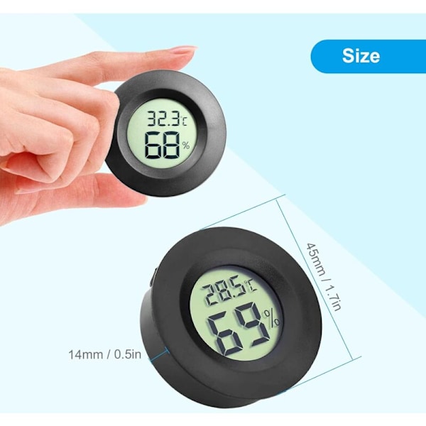 3-pak Hygrometer Digitalt termometer LCD-skærm Fugtighedsmåler til Luftfugtere Børneværelse Serre (Sort)