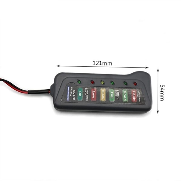1 st 12V Mini Bilbatteritestare Digital Alternatortestare 6 LED-lampor Bil Diagnostiskt Verktyg Auto Batteritestare för Bilmotor