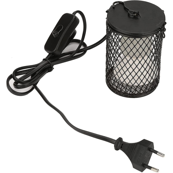 Rask frakt kylling varmelampe, 100w terrarium varmelampe keramisk lampebeskytter varmeemitter varmelame med bryter Eu-plugg 220-230v (svart)