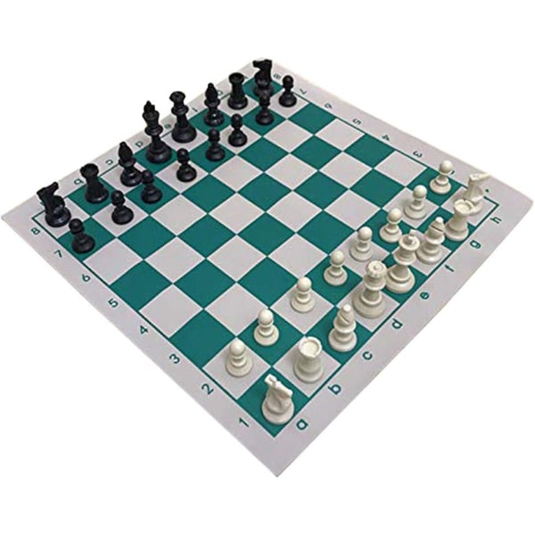 Grøn - Konkurrence skakmåtte, syntetisk læder rullebræt, let og skridsikker, skakmåtte til børn og voksne (størrelse: 43*43cm).