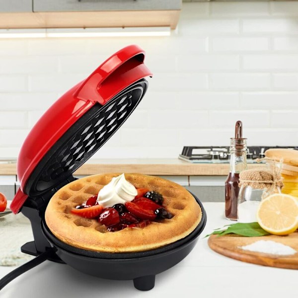 Mini Runt Våffeljärn, Klassiskt Pannkaks-våffeljärn för Julklappar, Pannkakor, Kakor, Chaffle, Snacks, Belgiska Våfflor