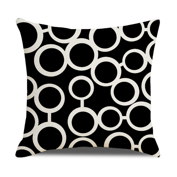 Putetrekk Moderne geometriske putetrekksett med 4 putetrekk for seng sofa kontorinnredning, 18 × 18 tommer, svart og hvitt