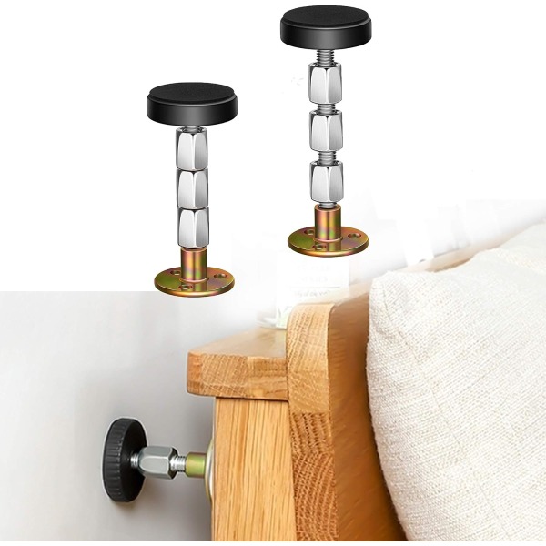 2-delad justerbar sängram (82-112 mm) Gängad anti-vibration Teleskopiskt stödverktyg för sovrumsgavel Gavel förhindrar lossning Fixerad anti-vibration Lätt att installera