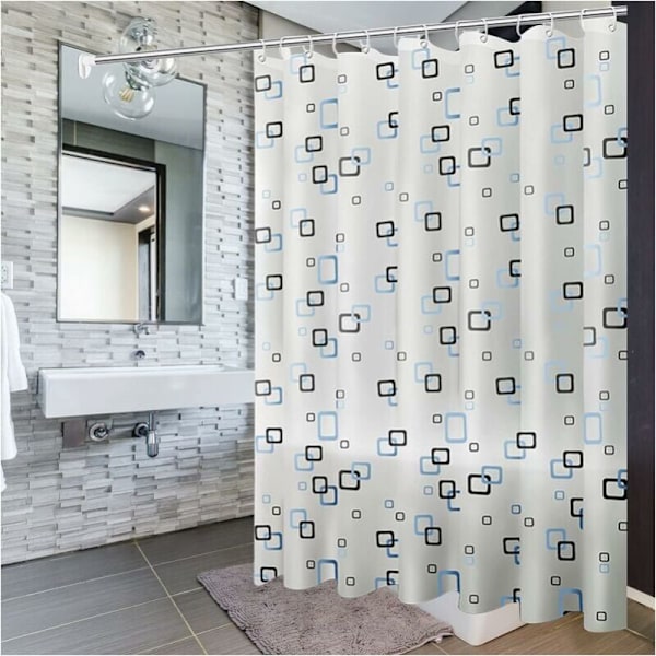 180x180cm Bruseforhæng, bruseforhængsforing med kroge og krøller, anti-mug, antibakteriel, vandtæt og vaskbar, egnet til badeværelser