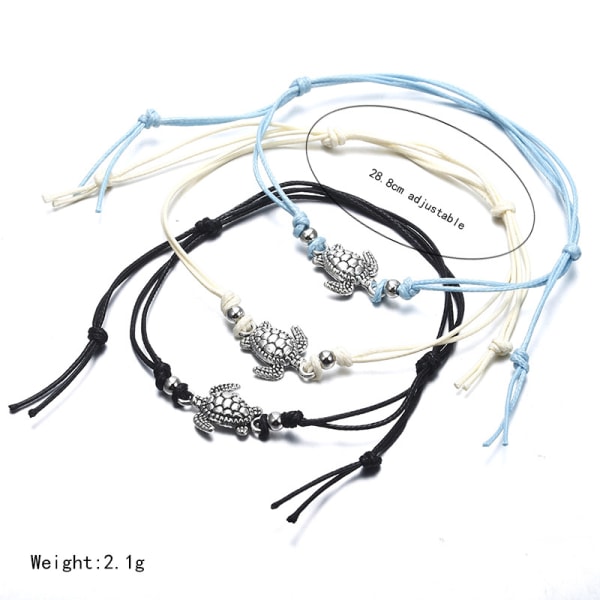 (Sett med 3) Sea Turtle Anklet, Fashion Leather Anklet, Foot Jewelr